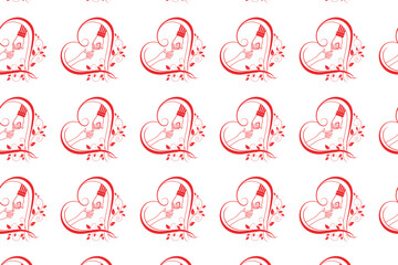 Vector seamless pattern design with heart shape elements