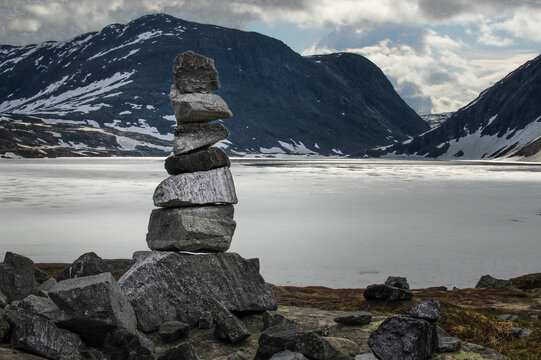 Zen stones in norway mountains