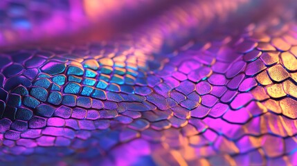 Studio Quality Holographic Snake Texture: Prismatic Viper Scales. Ultra-realistic seamless repeating background.