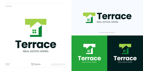 Modern letter T home logo icon design vector, Initial T house symbol for real estate, architecture, property, agency, building construction, residential, interior furniture sign and brand identity.