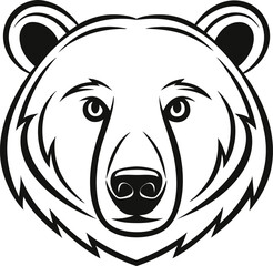 Vector illustration of a bear head with tribal design and wildlife elements