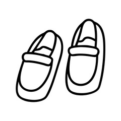 Outline drawing of comfortable house slippers for indoor footwear fashion and cozy home relaxing time wear