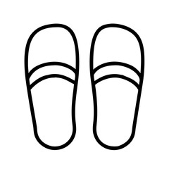 Outline slippers vector icon illustration for summer footwear fashion and comfortable home shoe design concept