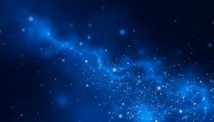 Fototapeta premium Abstract Blue Glowing Particles Background, Bokeh Lights, Sparkle