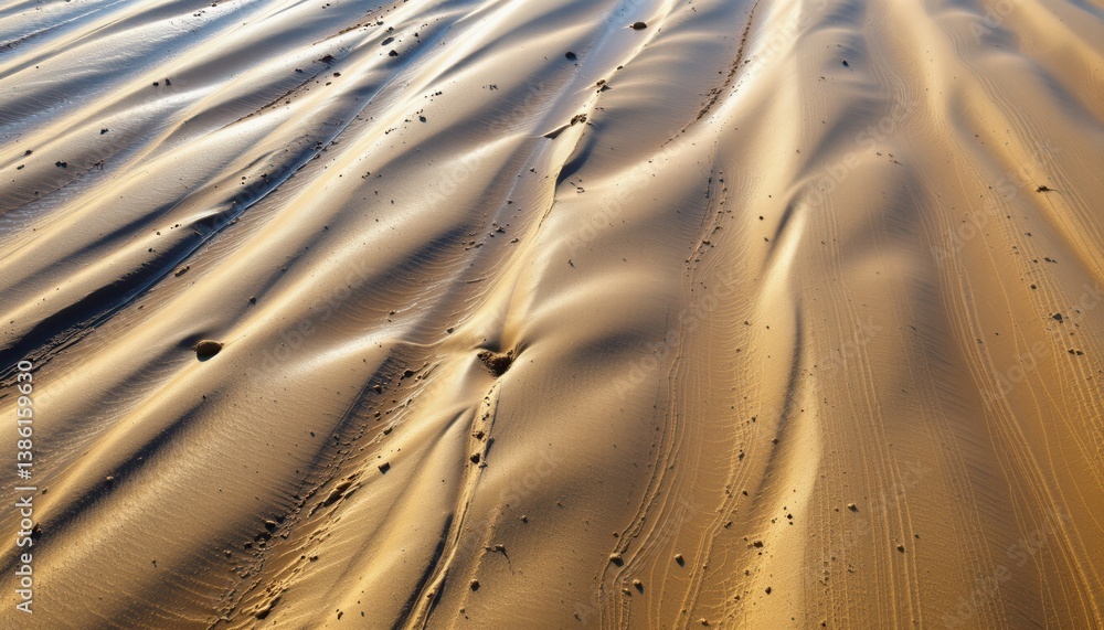 Poster abstract design of shadows on a sandy beach with water pooling between.