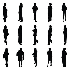 Vector collection set of individual people silhouettes.