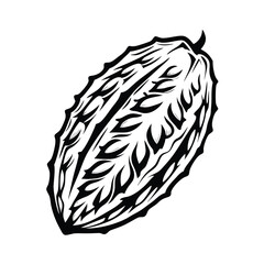 Stylized Cocoa Bean in Black and White 