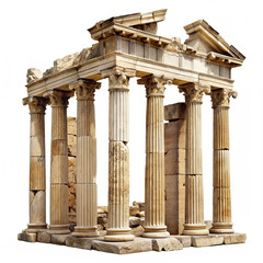 ancient greek columns isolated on white background