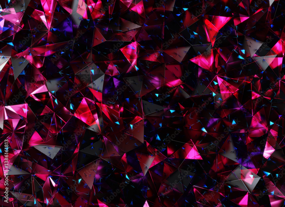 Poster luxury abstract realistic black and pink crystal texture reflection close up background 3d rendering