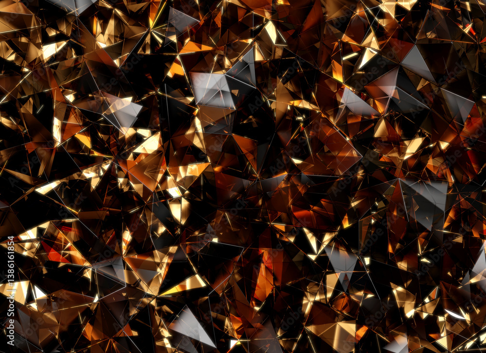 Poster luxury abstract realistic gold crystal texture reflection close up background 3d rendering