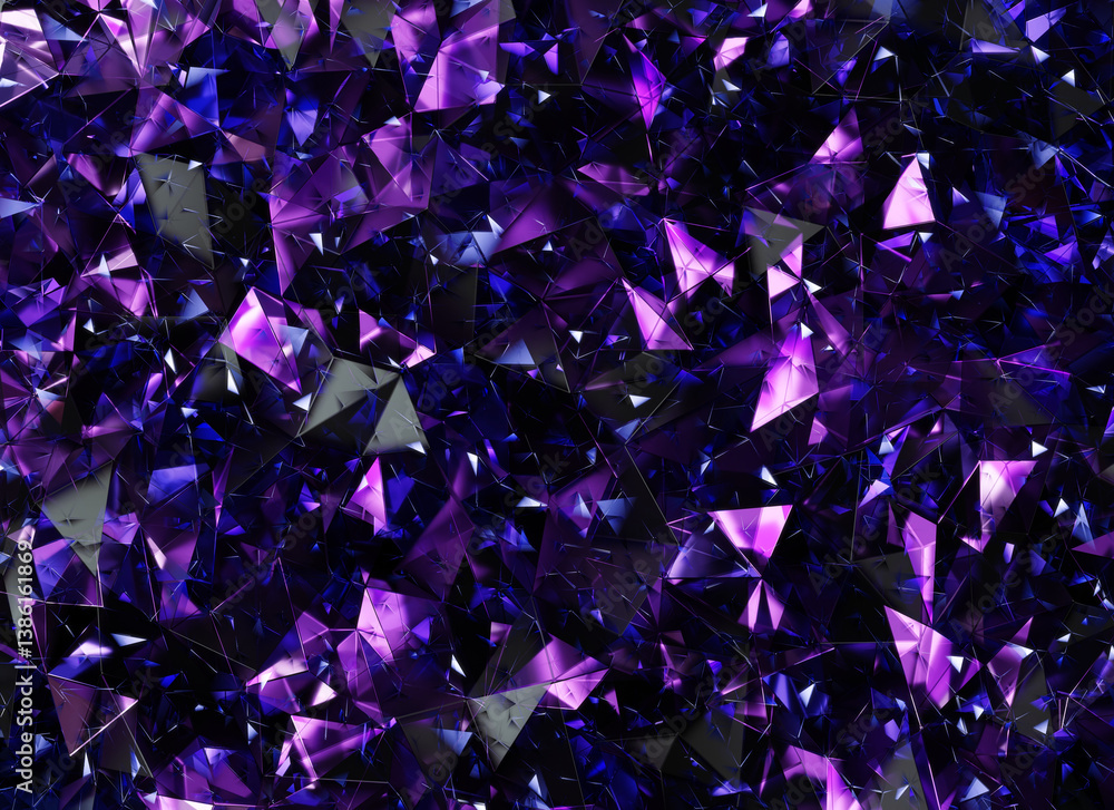 Poster luxury abstract realistic purple crystal texture reflection close up background 3d rendering
