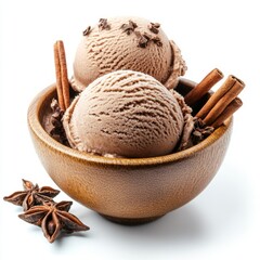 Delicious Chocolate Ice Cream with Cinnamon and Star Anise