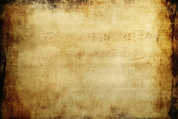Naklejka premium Vintage sheet music with faded notes on a weathered background.