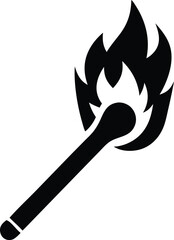 burning match vector illustration. Matchstick fire icon line vector illustration. match with fire icon