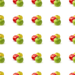 Seamless pattern of red, green and yellow apples forming a tessellation