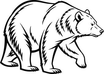 Fototapeta premium Black bear vector illustration with detailed features and sketch style, showcasing the wild mammal's face and fur, ideal for nature and wildlife themes