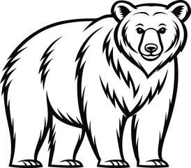 Black bear vector illustration with detailed features and sketch style, showcasing the wild mammal's face and fur, ideal for nature and wildlife themes