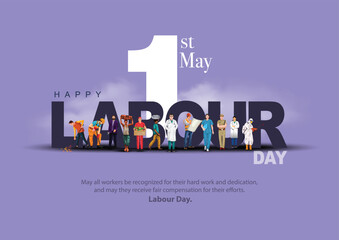 happy Labour day or international workers day vector illustration. labor day and may day celebration design.