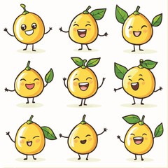 Vector illustration of funny lemon charactors Collection