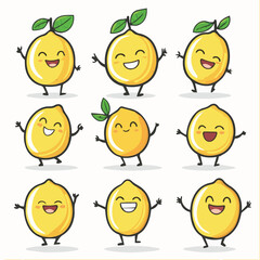 Vector illustration of funny lemon charactors Collection