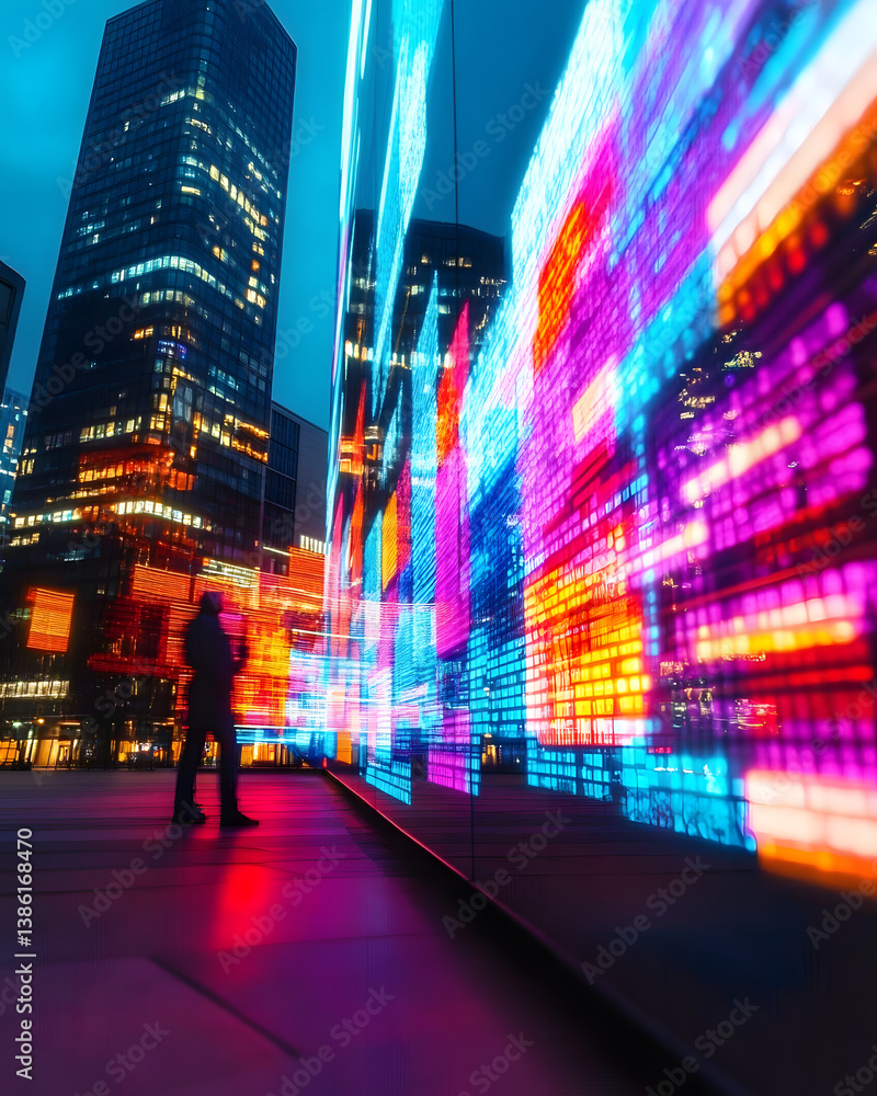 Poster immersive data visualization luminous ai-powered performance analytics transforming corporate intell