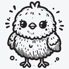 Cute cartoon illustration of standing small chick. Vector spring Easter design