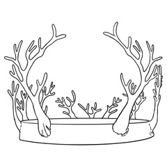 Fantasy and magic elves and fairies crown made of twigs and sticks. Coronet and diadem for imaginary forest creatures angels and nymphs. Tiara made of tree for dwarves or trolls.