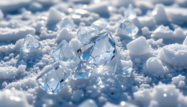 Abstract representation of geometric ice shards glimmering in the sunlight.