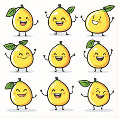 Vector illustration of funny lemon charactors Collection