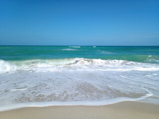Blue sea view United Arab Emirates. Sharjah beach.