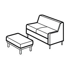 A vector illustration features a piano with its keys, a comfortable furniture object for a stylish home interior