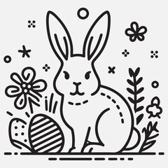 Obraz premium Easter bunny thin line icon. Holiday decoration rabbit silhouette outline style pictogram on white background