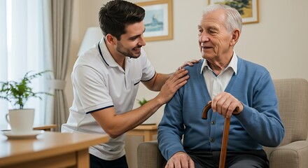 Obraz premium Caring for Elderly: A Candid Shot of Compassionate Home Care AI Generated