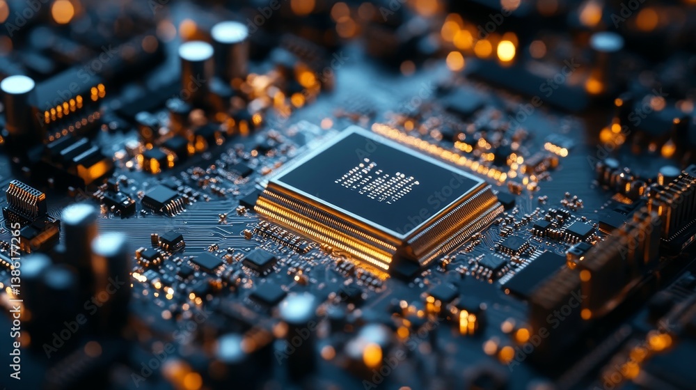Poster central processing unit close up - high-tech, , technology, computing, electronics. a detailed close