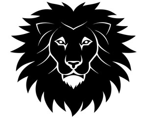 Fototapeta premium A lion face silhouette on white background.