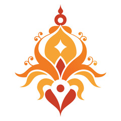 Tribal heart design with fire and skull elements in a vintage style