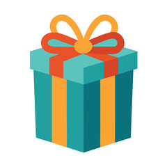 Colorful gift box with ribbon isolated on white background, perfect for Christmas, birthday, anniversary, and holiday celebrations