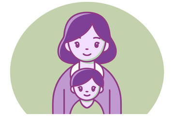 Obraz premium Mother And Child Vector Illustration Simple Style Family Love Concept Artwork