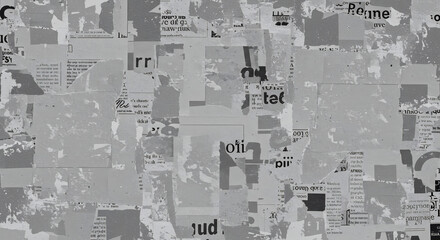 Vintage Collage of Newspaper Clippings with Different Headlines and Text Snippets as a Background, Evoking a Sense of History and Information