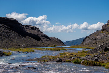 Sierra Nevada glacier melting water, Lonquimay Chile