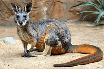 Unique features of the southern brush tailed rock wallaby  distinctive long and bushy dark tail