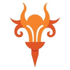 Fiery orange vector illustration of a burning fire flame symbol