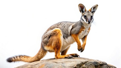 Fototapeta premium yellow footed rock wallaby isolated on white background