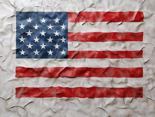 American flag shown as cracked paint on wall. Faded American identity, visual metaphor of social decay, loss of unity and cultural fragmentation.