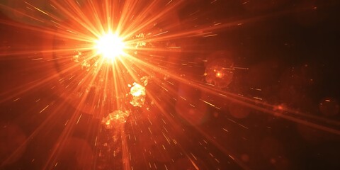 Fiery Orange Sunburst Abstract Background Light Rays Energy Explosion Design hot red art glow fire