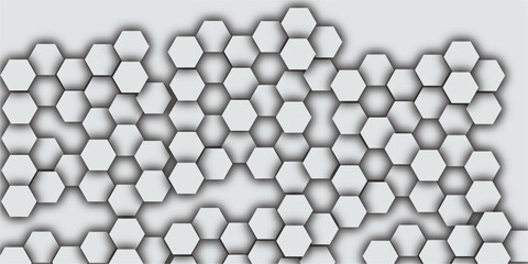 Abstract pattern with hexagonal white and gray  line paper background eometric mesh cell texture. modern futuristic  vector illustration geometry science and technology cover  