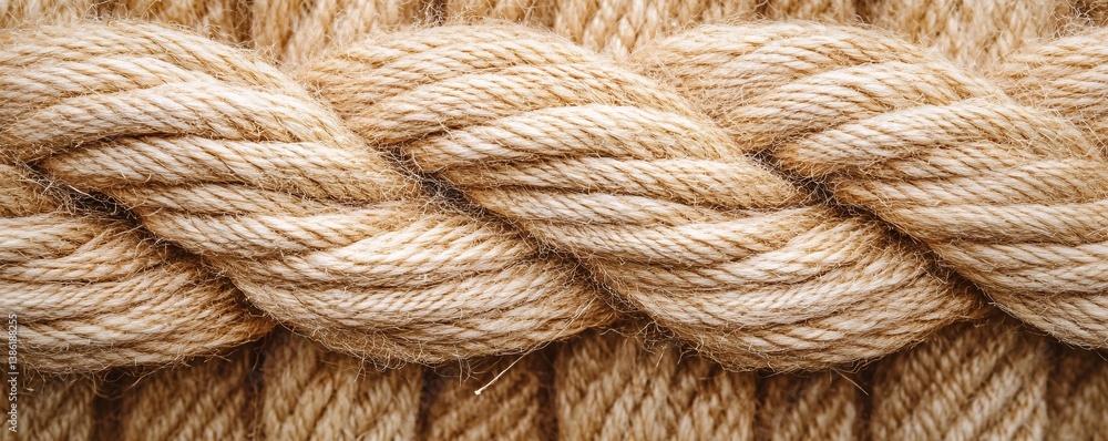 Poster Close up view of thick hemp rope creating abstract pattern