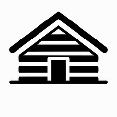 Simple Log Cabin Icon Vector Illustration Minimalist Black And White Design