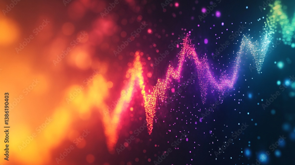 Poster abstract colorful wave flowing in digital space background