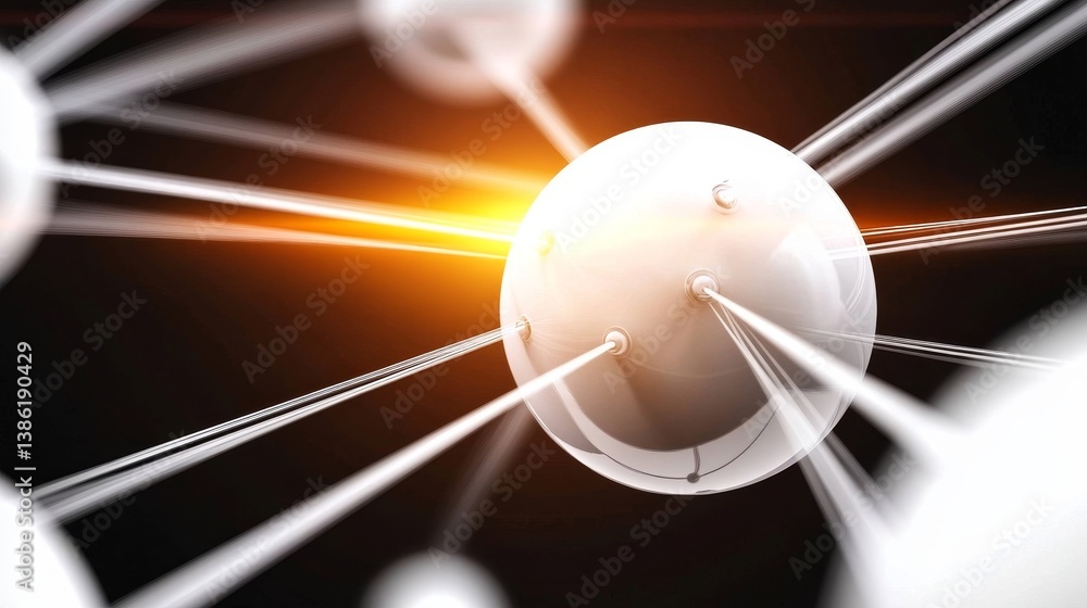 Poster global network connection - abstract of interconnected spheres representing global communication, te